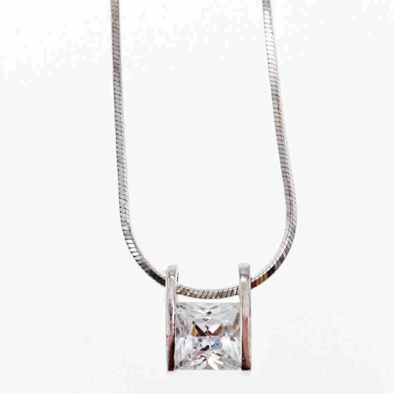 Sky Jewelry Серебряная Цепочка с Кулоном Фианит  925 проба  Italy