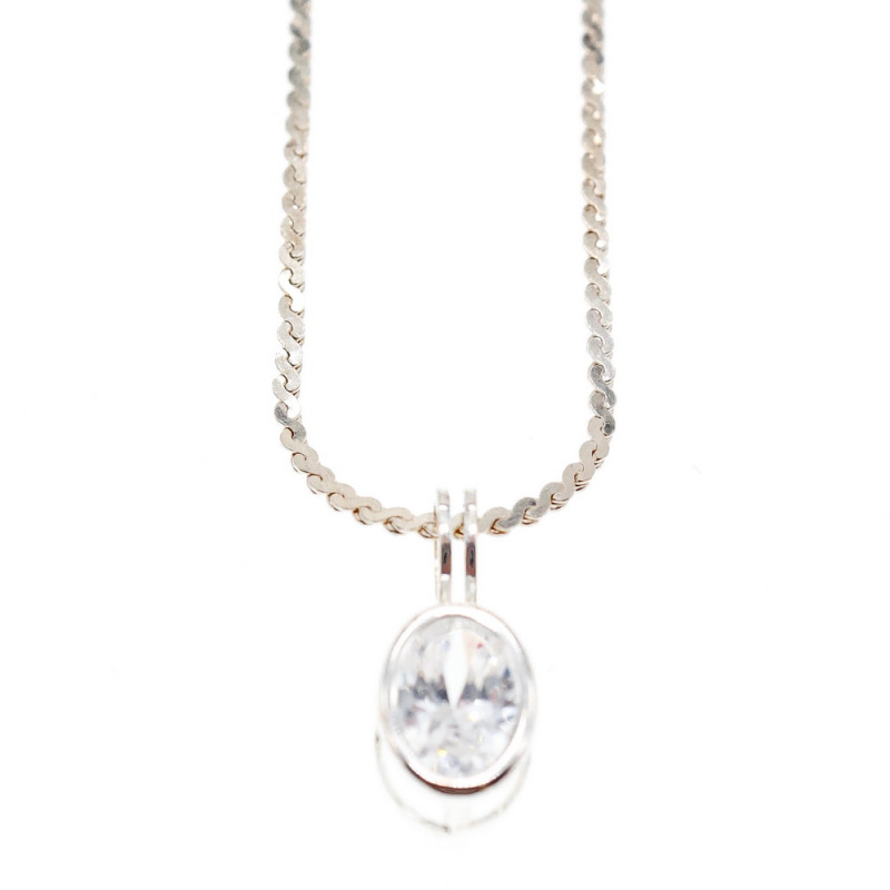 Sky Jewelry Серебряная Цепочка с Кулоном Фианит  925 проба  Италия