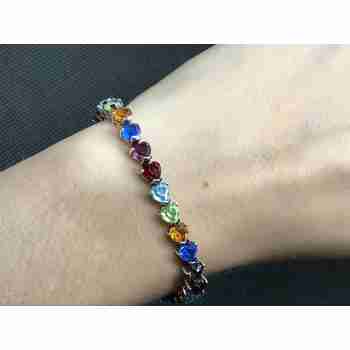 Sky Jewelry Серебряный браслет с разноцветными фианитами