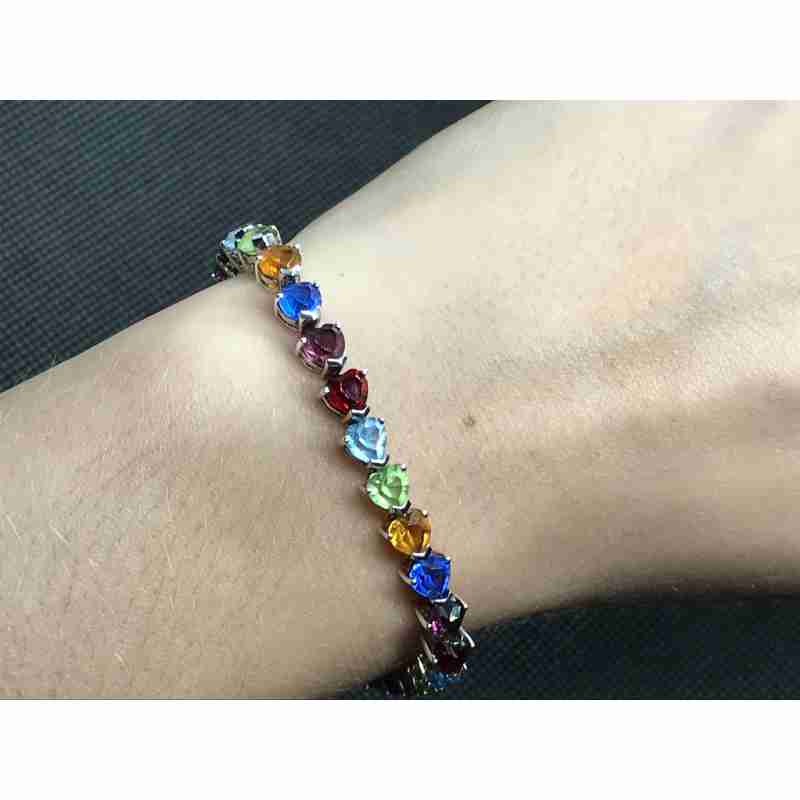 Sky Jewelry Серебряный браслет с разноцветными фианитами