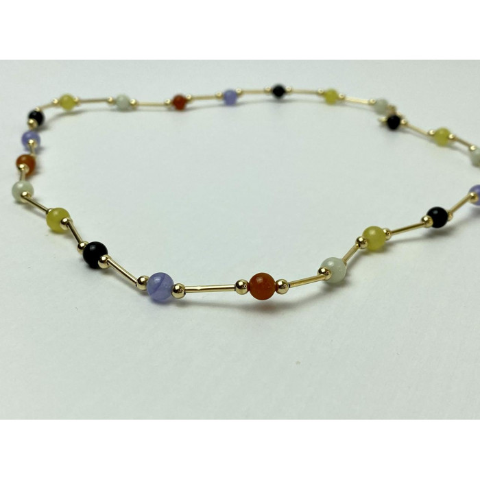 Sky Jewelry Золотое Ожерелье 14К (585 проба) Шары Жадеит