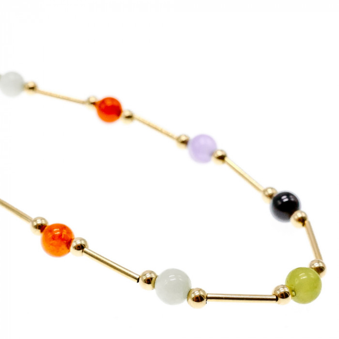Sky Jewelry Золотое Ожерелье 14К (585 проба) Шары Жадеит