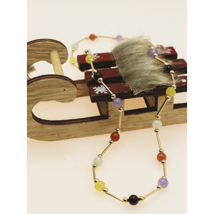 Sky Jewelry Золотое Ожерелье 14К (585 проба) Шары Жадеит