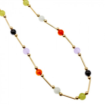 Sky Jewelry Золотое Ожерелье 14К (585 проба) Шары Жадеит