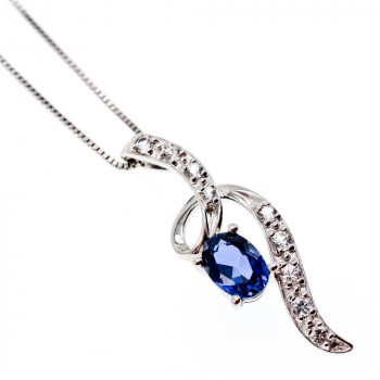 Sky Jewelry Серебряная Цепочка с Кулоном Лондон Топаз и Белый Топаз