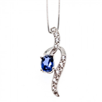 Sky Jewelry Серебряная Цепочка с Кулоном Лондон Топаз и Белый Топаз