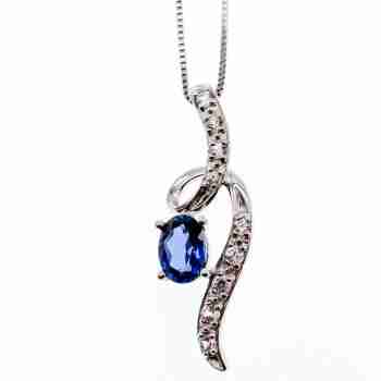 Sky Jewelry Серебряная Цепочка с Кулоном Лондон Топаз и Белый Топаз