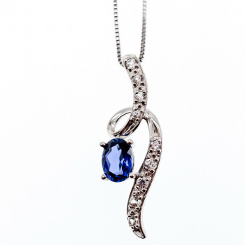 Sky Jewelry Серебряная Цепочка с Кулоном Лондон Топаз и Белый Топаз