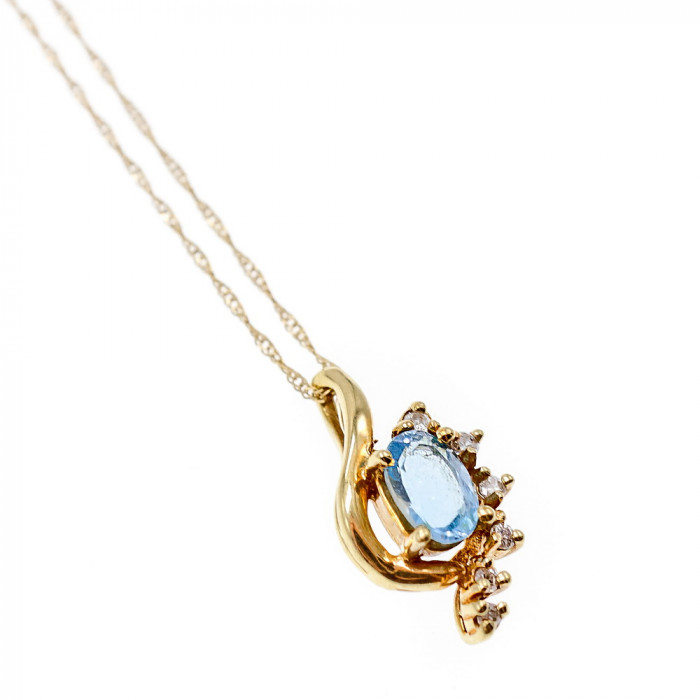 Sky Jewelry Золотая Цепочка с Кулоном Топаз и Бриллианты