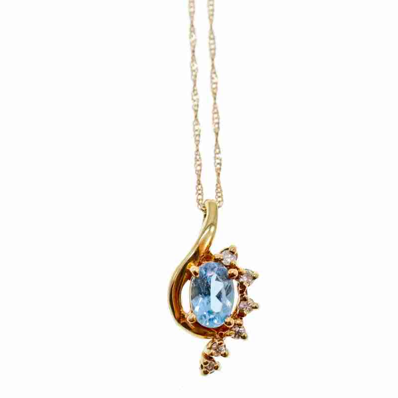 Sky Jewelry Золотая Цепочка с Кулоном Топаз и Бриллианты