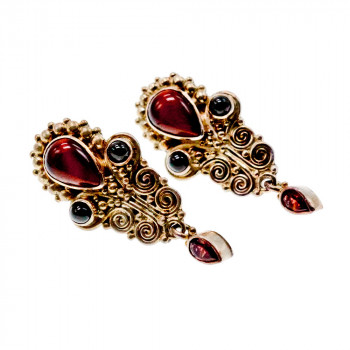 Sky Jewelry Винтажные Серебряные серьги 925 пробы с камнями Агат и Гранат