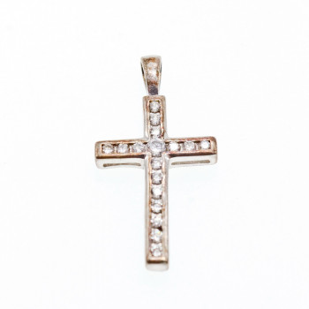 Sky Jewelry Серебряный миниатюрный Крестик с Фианитами  925 проба