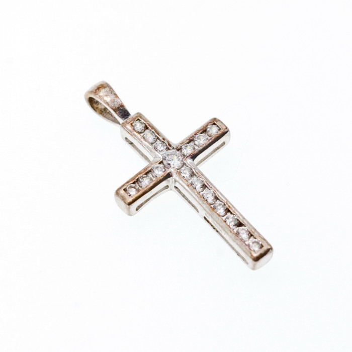 Sky Jewelry Серебряный миниатюрный Крестик с Фианитами  925 проба