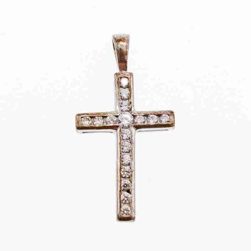 Sky Jewelry Серебряный миниатюрный Крестик с Фианитами  925 проба
