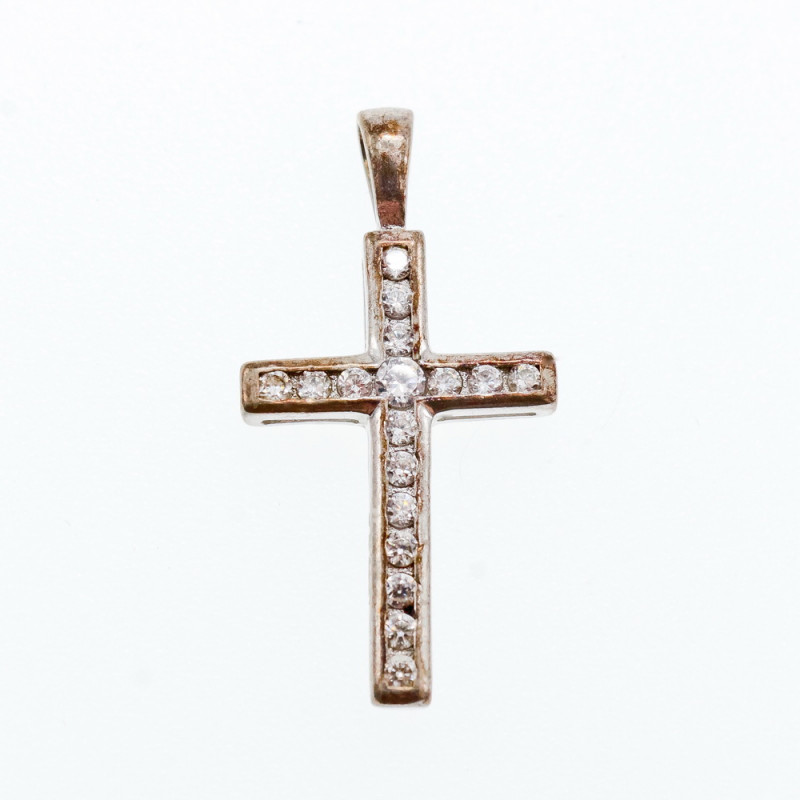 Sky Jewelry Серебряный миниатюрный Крестик с Фианитами  925 проба