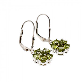 Sky Jewelry Серебряные Серьги 925 пробы с камнем Тсаворит (Цаворит)   *Цветы*