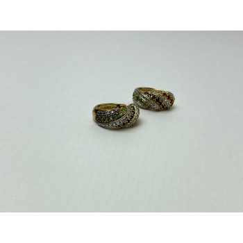 Sky Jewelry Серебряные Серьги в позолоте с Изумрудом, Сапфиром и Рубином