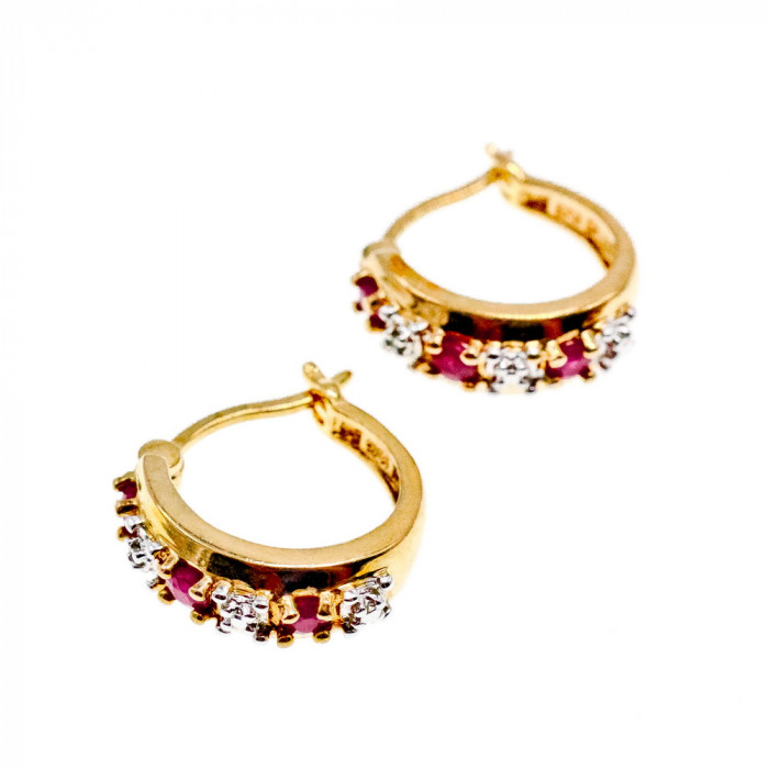 Sky Jewelry Серебряные Серьги в позолоте 925 проба с Рубином  *Нежность*