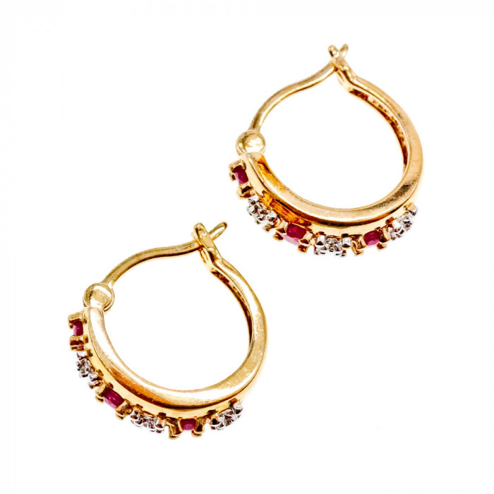 Sky Jewelry Серебряные Серьги в позолоте 925 проба с Рубином  *Нежность*