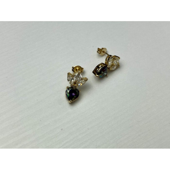 Sky Jewelry Серебряные Серьги в позолоте с Александритом и  Фианитами