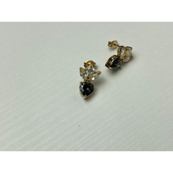 Sky Jewelry Серебряные Серьги в позолоте с Александритом и  Фианитами