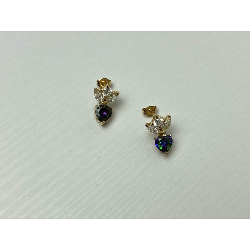 Sky Jewelry Серебряные Серьги в позолоте с Александритом и  Фианитами