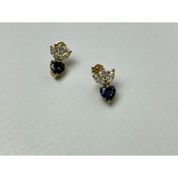 Sky Jewelry Серебряные Серьги в позолоте с Александритом и  Фианитами