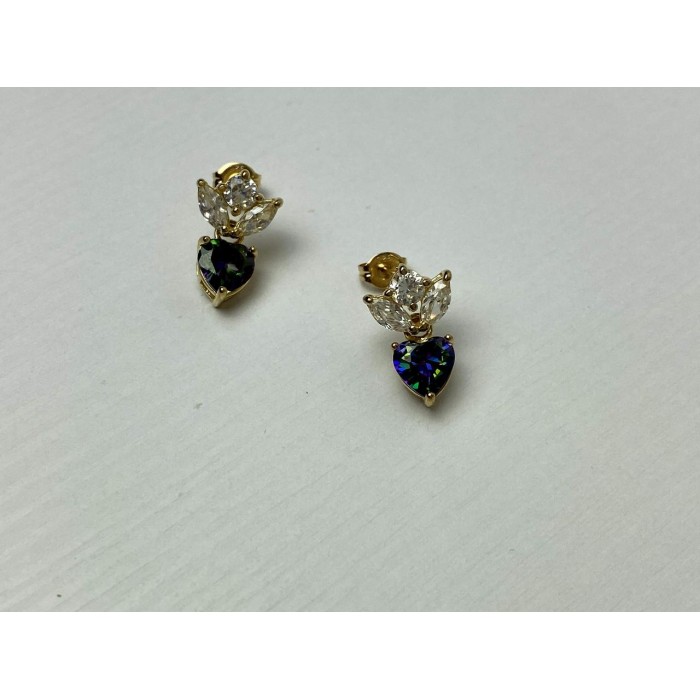 Sky Jewelry Серебряные Серьги в позолоте с Александритом и  Фианитами