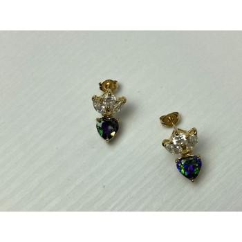 Sky Jewelry Серебряные Серьги в позолоте с Александритом и  Фианитами