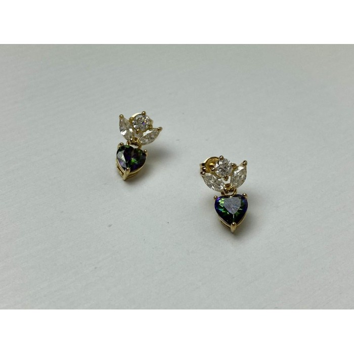 Sky Jewelry Серебряные Серьги в позолоте с Александритом и  Фианитами