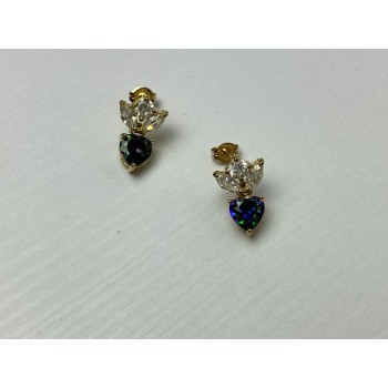 Sky Jewelry Серебряные Серьги в позолоте с Александритом и  Фианитами