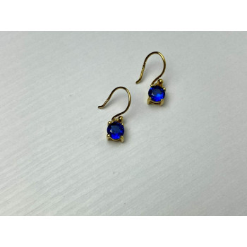 Sky Jewelry Серебряные Серьги в позолоте  с камнем Сапфировая Шпинель
