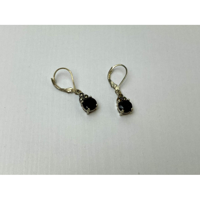 Sky Jewelry Серебряные Серьги с Альмандином и камнями Морион