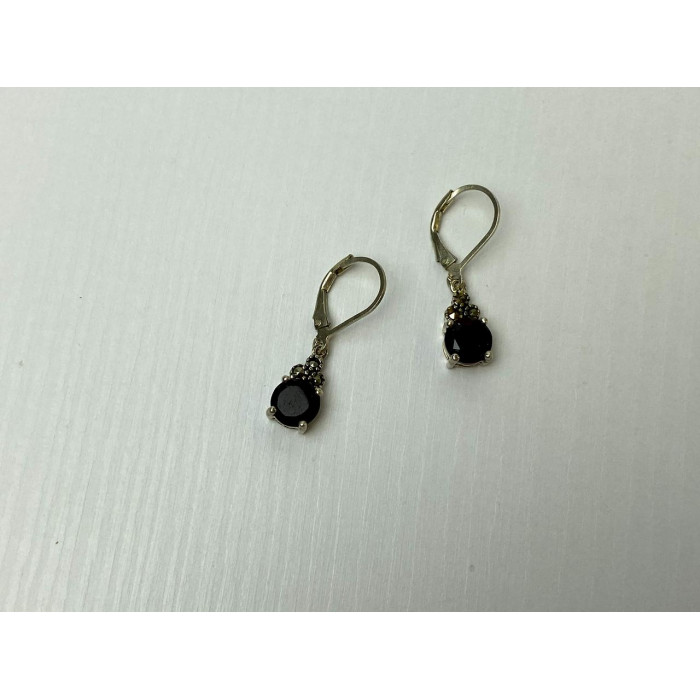 Sky Jewelry Серебряные Серьги с Альмандином и камнями Морион