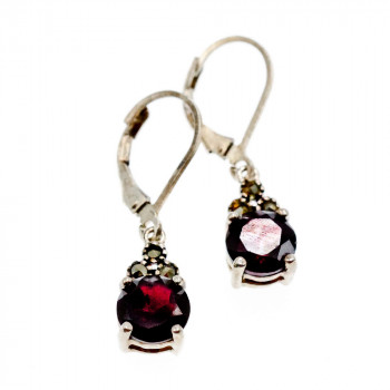 Sky Jewelry Серебряные Серьги с Альмандином и камнями Морион