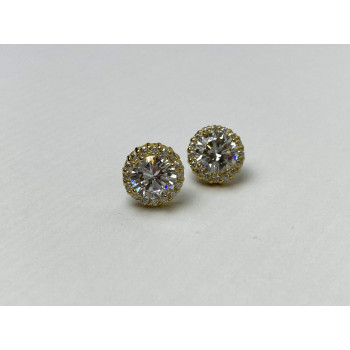 Sky Jewelry Серебряные Серьги-гвоздики  в позолоте  с Фианитами