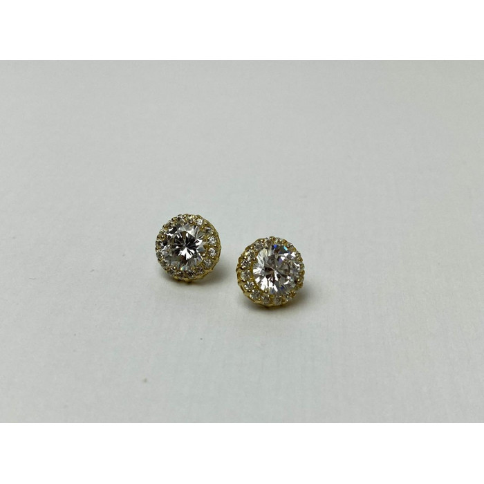 Sky Jewelry Серебряные Серьги-гвоздики  в позолоте  с Фианитами