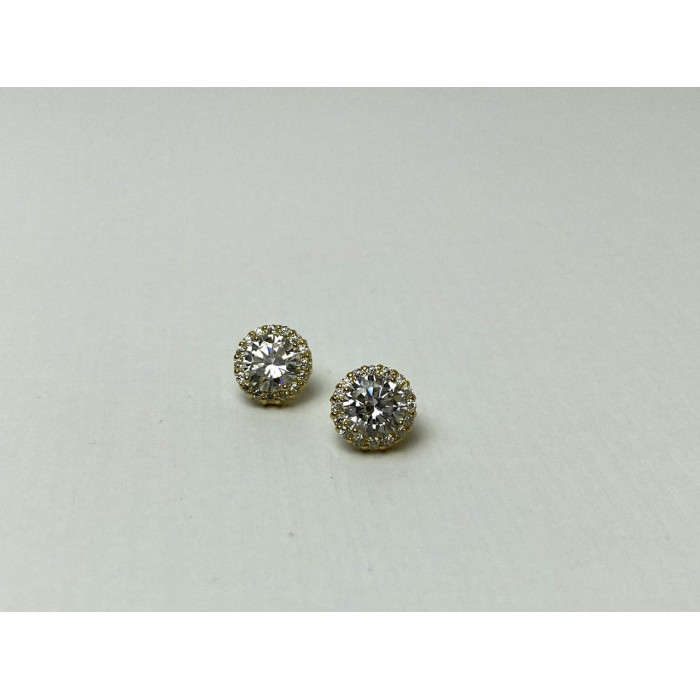 Sky Jewelry Серебряные Серьги-гвоздики  в позолоте  с Фианитами