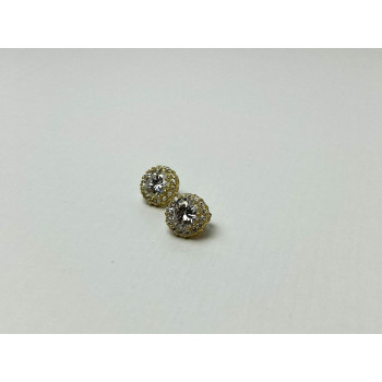 Sky Jewelry Серебряные Серьги-гвоздики  в позолоте  с Фианитами