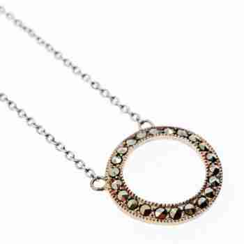 Sky Jewelry Серебряное Ожерелье с камнями Морион 925 проба