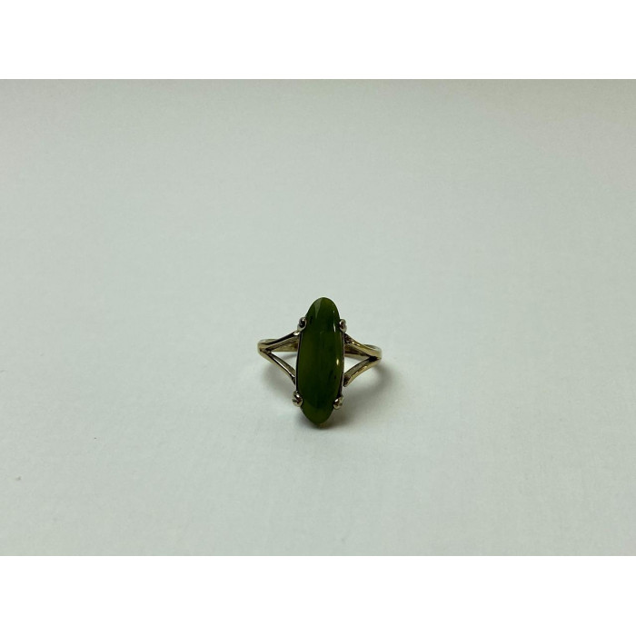 Sky Jewelry Серебряное Кольцо в позолоте  с зеленым  Агатом