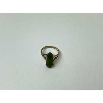 Sky Jewelry Серебряное Кольцо в позолоте  с зеленым  Агатом