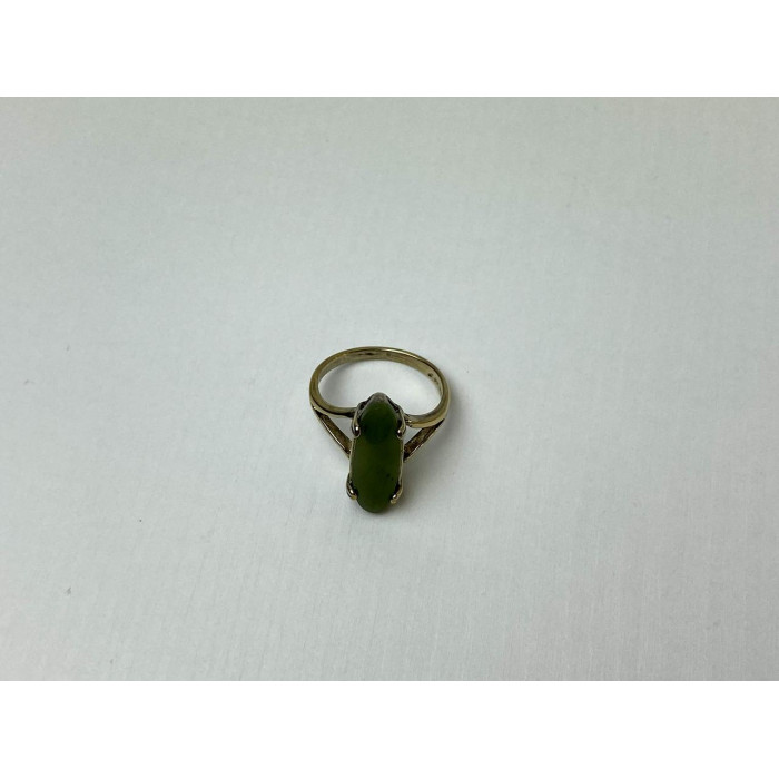 Sky Jewelry Серебряное Кольцо в позолоте  с зеленым  Агатом