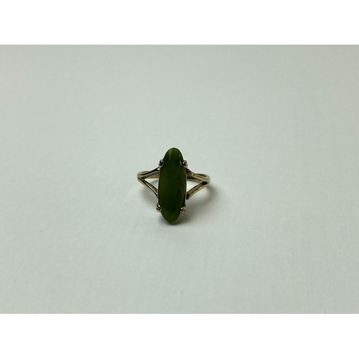 Sky Jewelry Серебряное Кольцо в позолоте  с зеленым  Агатом