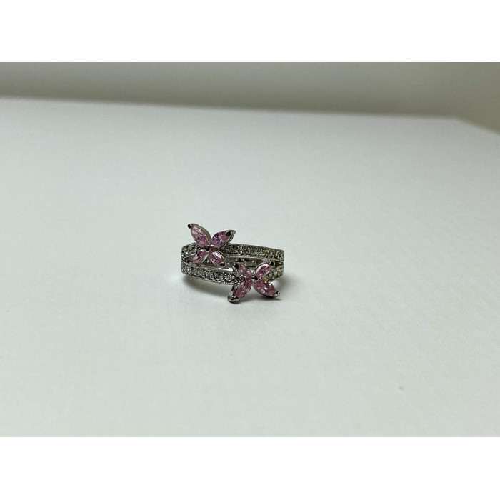 Sky Jewelry Серебряное Кольцо с Фианитами 925 проба *Бабочки*