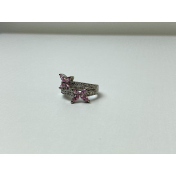 Sky Jewelry Серебряное Кольцо с Фианитами 925 проба *Бабочки*