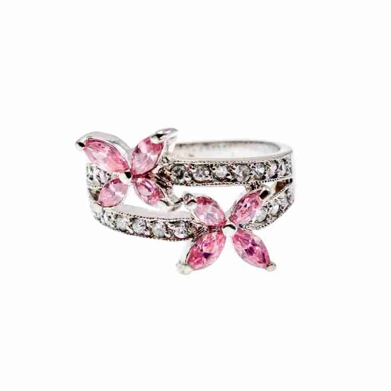 Sky Jewelry Серебряное Кольцо с Фианитами 925 проба *Бабочки*