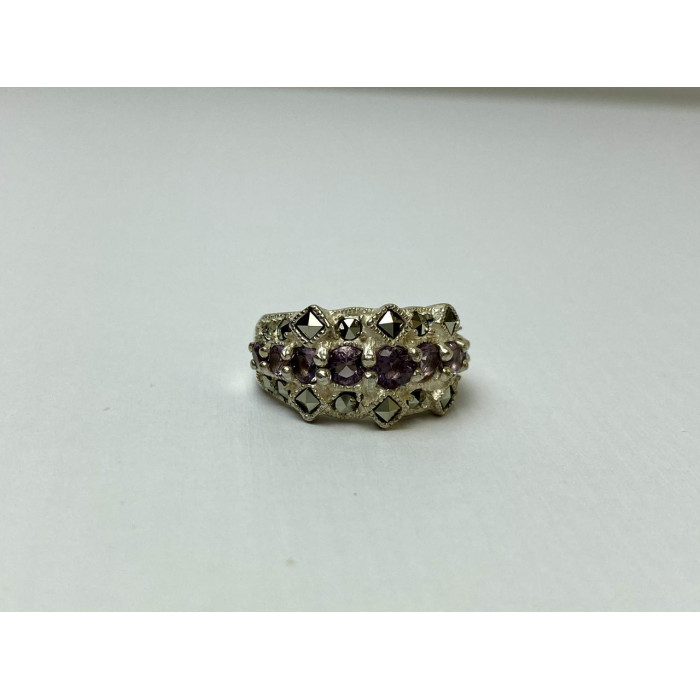 Sky Jewelry Серебряное Кольцо с камнями Иолит и Марказит