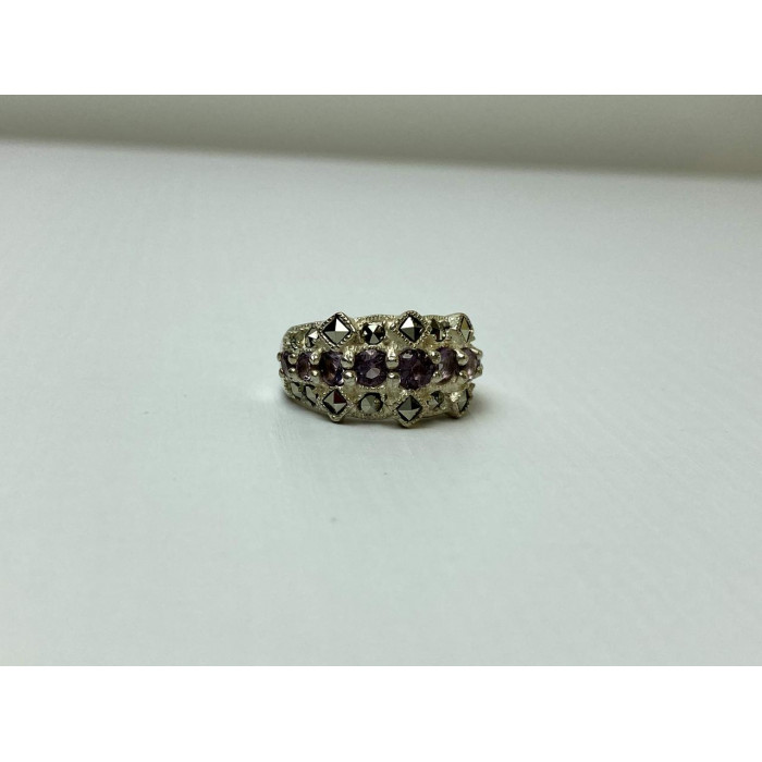 Sky Jewelry Серебряное Кольцо с камнями Иолит и Марказит