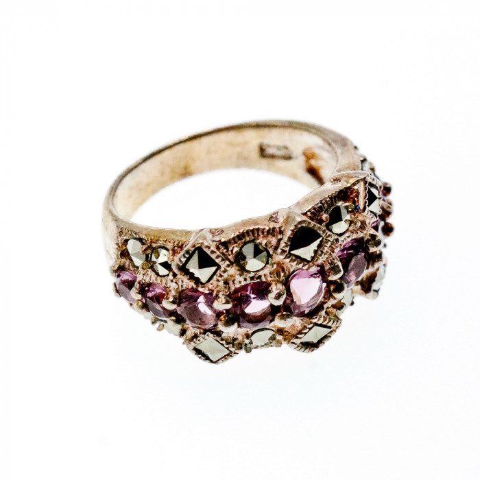 Sky Jewelry Серебряное Кольцо с камнями Иолит и Марказит